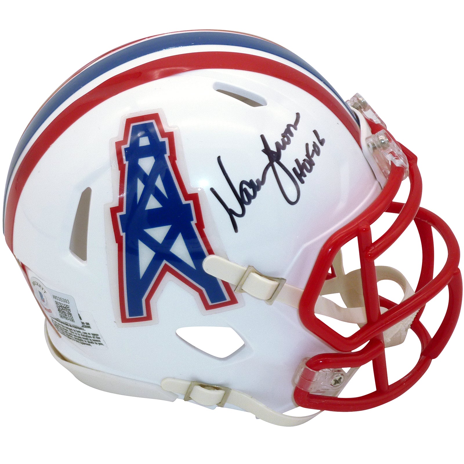 Warren Moon Signed Houston Oilers Mini Speed Helmet HOF 06 Inscribed BAS