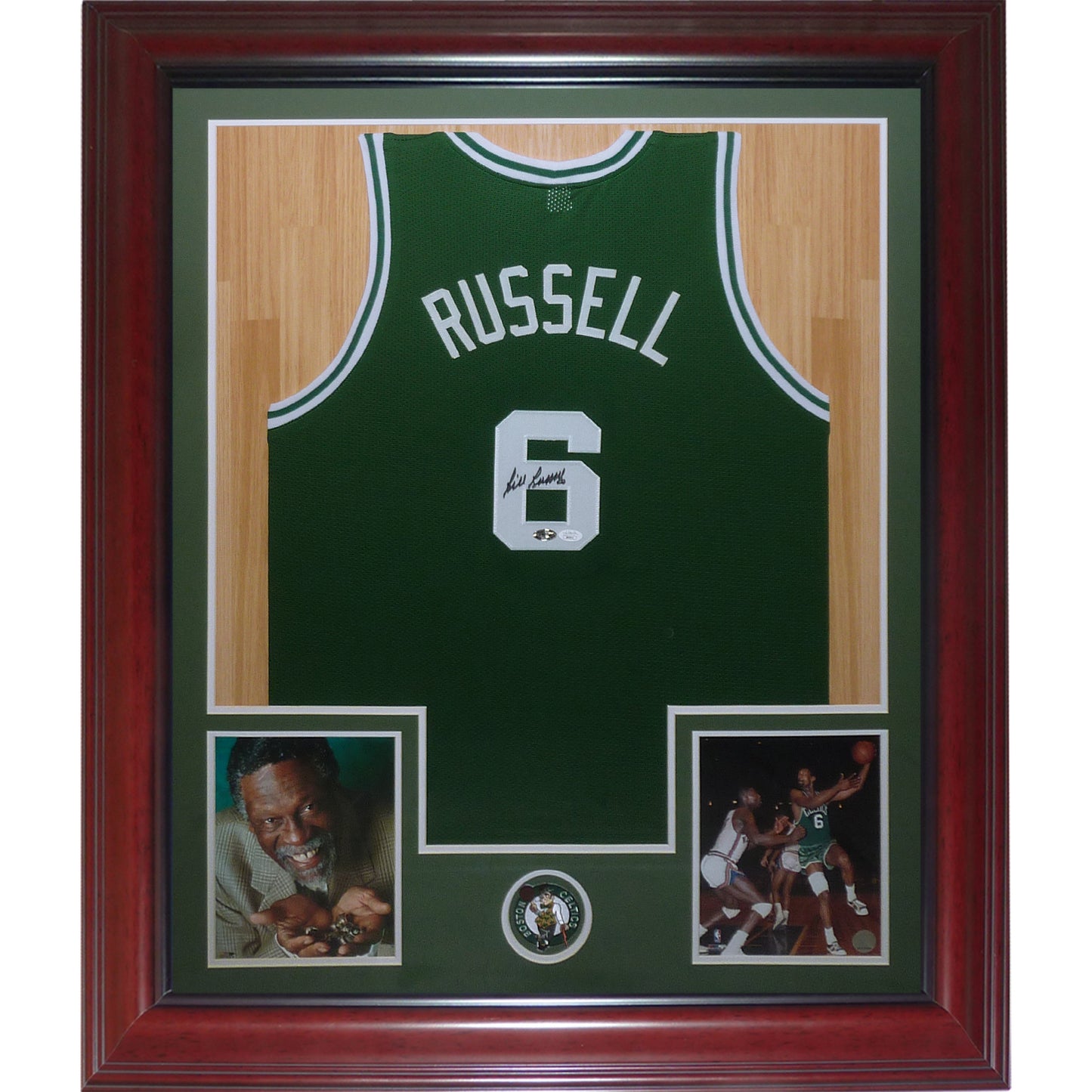 Bill Russell Autographed Boston Celtics (Green #6) Deluxe Framed Jersey