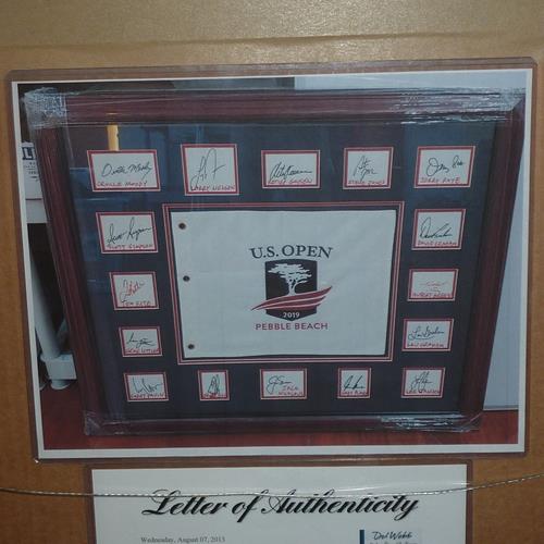 U.S. Open Former Champions Autographed Pebble Beach Deluxe Framed Collage - 16 Signatures, Nicklaus, Player