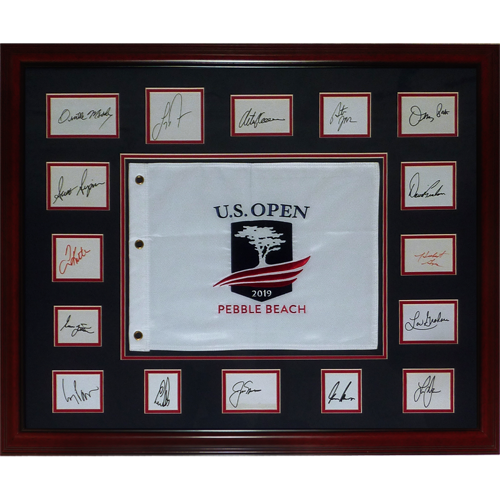 U.S. Open Former Champions Autographed Pebble Beach Deluxe Framed Collage - 16 Signatures, Nicklaus, Player