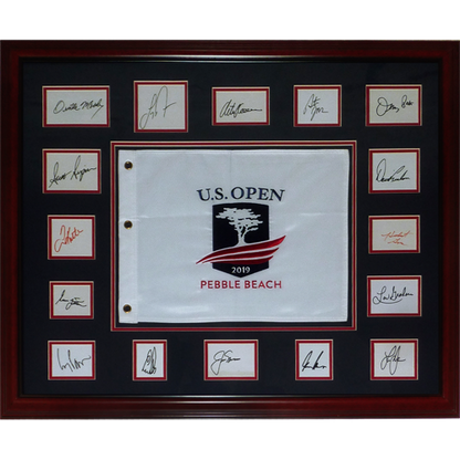 U.S. Open Former Champions Autographed Pebble Beach Deluxe Framed Collage - 16 Signatures, Nicklaus, Player