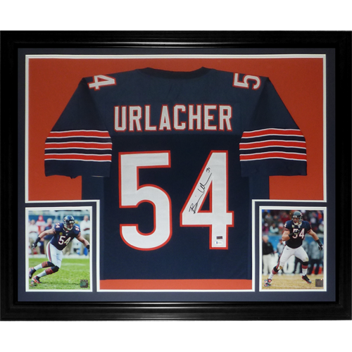 Brian Urlacher Autographed Chicago Bears (Blue #54) Deluxe Framed Jersey - Beckett