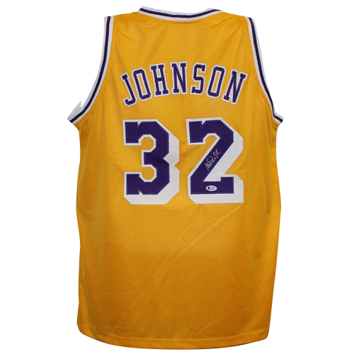 Magic Johnson Autographed Los Angeles (Yellow #32) Custom Jersey - Beckett