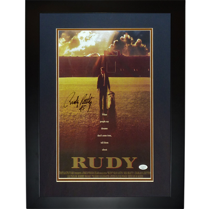 Rudy Ruettiger Autographed Rudy (Notre Dame Movie) Deluxe Framed 11"x17" Mini Movie Poster
