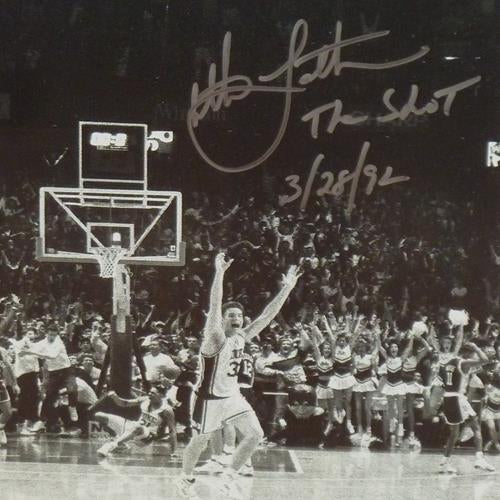 Christian Laettner Autographed Duke Blue Devils (The Shot Celebration Horiz BW) Deluxe Framed 11x14 Photo w/ "The Shot"