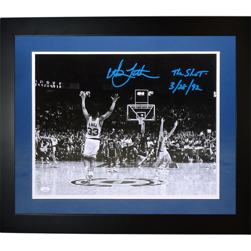 Christian Laettner Autographed Duke Blue Devils (1992 Final Four) Deluxe Framed 16x20 Photo w/ "The Shot", "3/28/92" - JSA