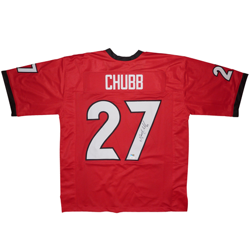 Nick Chubb Autographed Georgia Bulldogs (Red #27) Custom Jersey - JSA