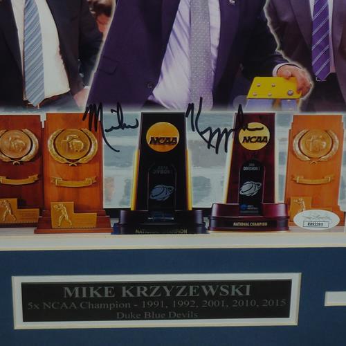 Mike Krzyzewski Autographed Duke Blue Devils Deluxe Framed 8x10 Promo Photo - JSA