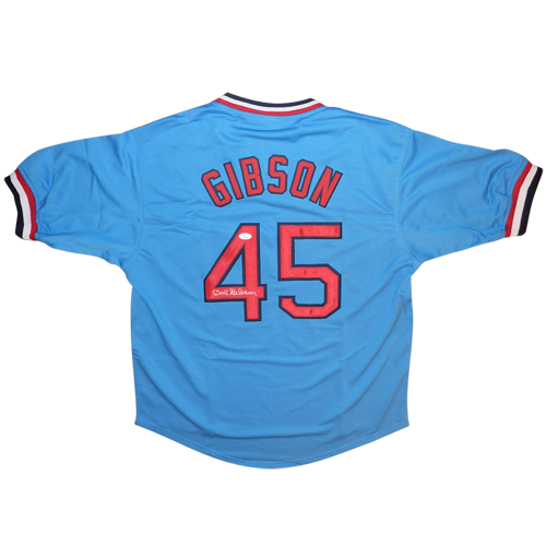 Bob Gibson Autographed St. Louis (Baby Blue #45) Jersey - JSA