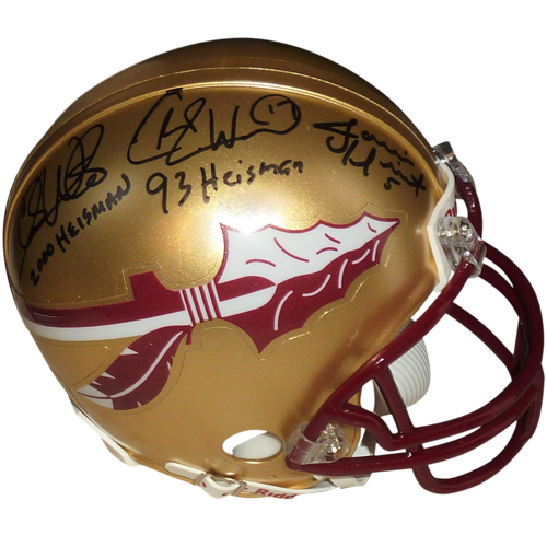 Charlie Ward , Chris Weinke , Jameis Winston Autographed FSU Florida State Seminoles Mini Helmet w/ "Heisman" Inscrs