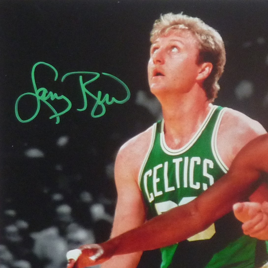 Larry Bird and Magic Johnson Dual Autographed Deluxe Framed 16x20 Photo - Beckett Witness