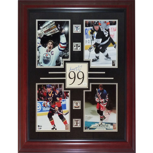 Wayne Gretzky Autographed Kings / Oilers / Rangers / Blues Deluxe Framed 8x10 Photo Piece - JSA