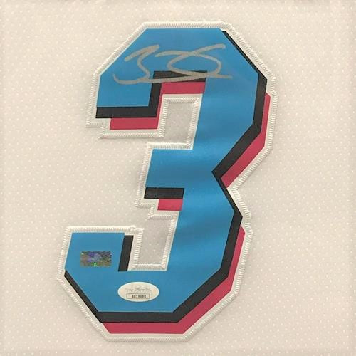 Dwyane Wade Autographed Miami Heat (White Vice #3) Deluxe Framed Jersey - JSA