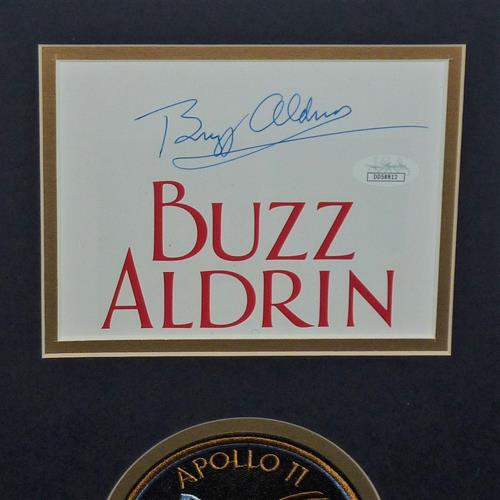 Buzz Aldrin Autographed Apollo 11 Moon Landing Deluxe Frame with 11x14 Photo, Mission Patch and Genuine Moon Rock - JSA