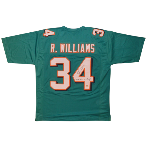 Ricky Williams Autographed Miami (Teal #34) Custom Jersey w/ 