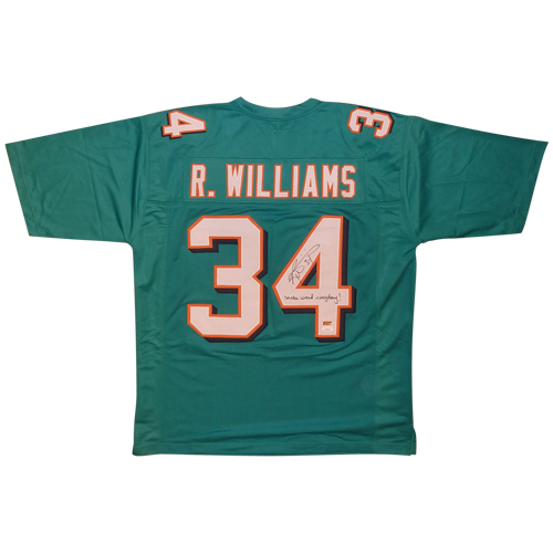 Ricky Williams Autographed Miami (Teal #34) Custom Jersey w/ "Smoke Weed Everyday" - JSA