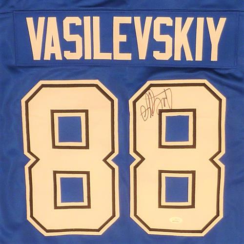 Andrei Vasilevskiy Autographed Tampa Bay Vasi (Blue #88) Custom Hockey Jersey - JSA Witness