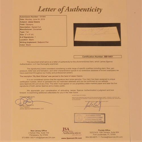 Jesse Owens Autographed USA Track 1936 Olympics Deluxe Framed Tribute Piece - JSA Letter