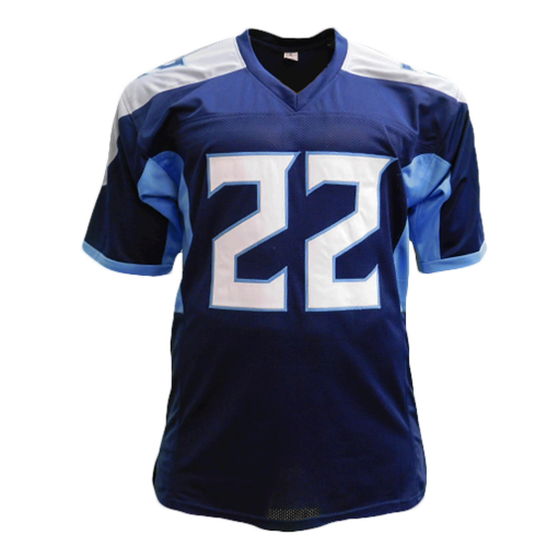 Derrick Henry Autographed Tennessee (Blue #22) Custom Jersey - JSA