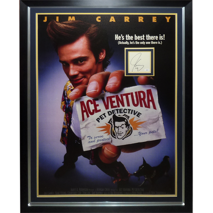 Ace Ventura Full-Size Movie Poster Deluxe Framed with Jim Carrey Autograph - JSA