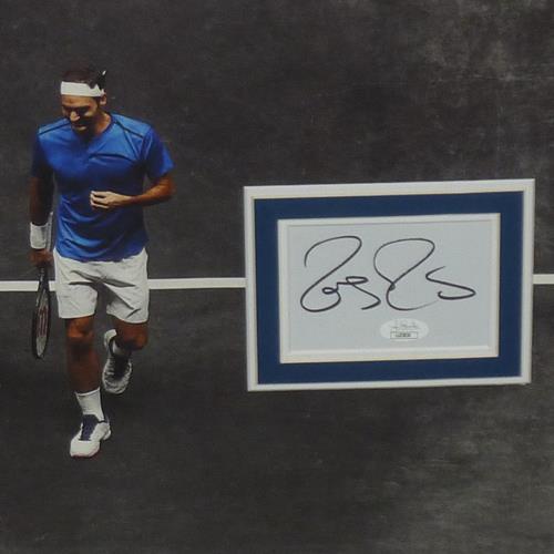 Roger Federer And Rafael Nadal Autographed Tennis 20x28 Photograph with Floating Matted Autographs - JSA