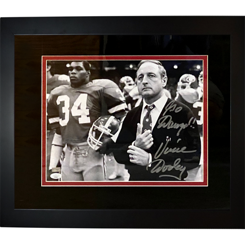 Vince Dooley Autographed Georgia Bulldogs (with Herschel Walker) Deluxe Framed 11x14 Photo - JSA