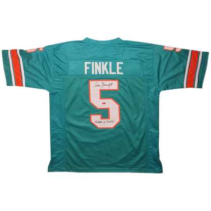 Sean Young Autographed Ray Finkle Miami Dolphins (Teal #5) Jersey w/ "Einhorn is Finkle" - Ace Ventura Movie