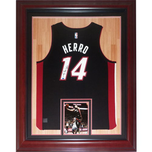 Tyler Herro Autographed Miami Heat (Black #14) Deluxe Framed NBA Jersey -  JSA