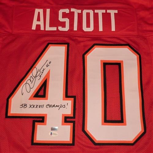 Mike Alstott Autographed Tampa Bay (Red #40) Custom Jersey w/ SB XXXVII Champs - Beckett