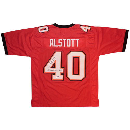 Mike Alstott Autographed Tampa Bay (Red #40) Custom Jersey w/ SB XXXVII Champs - Beckett