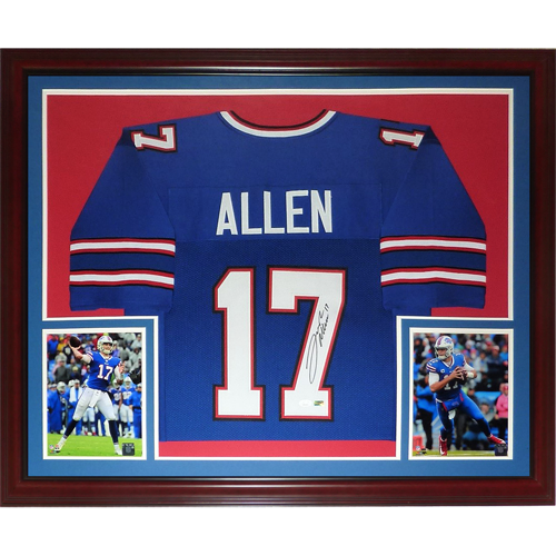 Josh Allen Autographed Buffalo Bills (Blue #17) Deluxe Framed Jersey - Beckett