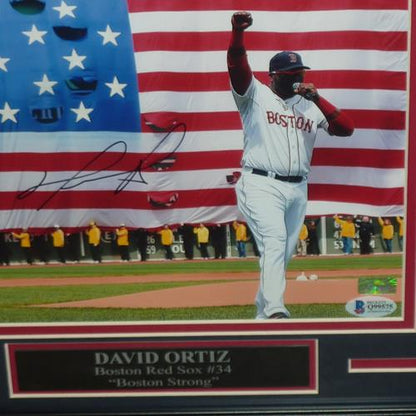 David Ortiz Autographed Boston Red Sox (Boston Strong Speech) Framed 8x10 Photo - Beckett