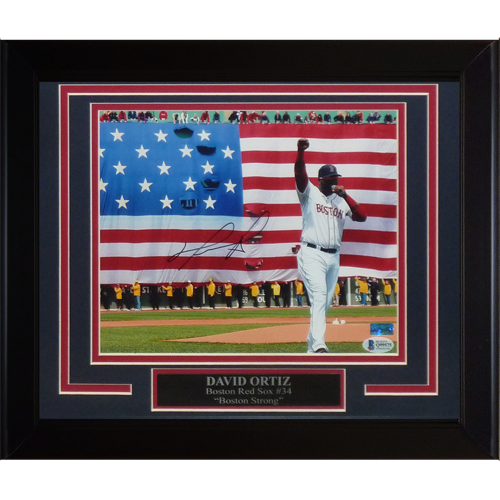 David Ortiz Autographed Boston Red Sox (Boston Strong Speech) Framed 8x10 Photo - Beckett