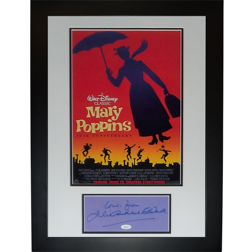 Mary Poppins 11x17 Movie Poster Deluxe Framed with Julie Andrews Autograph - JSA