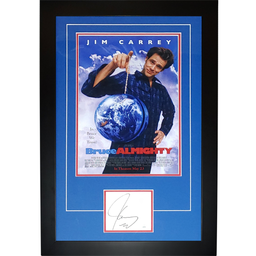 Bruce Almighty 11x17 Movie Poster Deluxe Framed with Jim Carrey Autograph - JSA