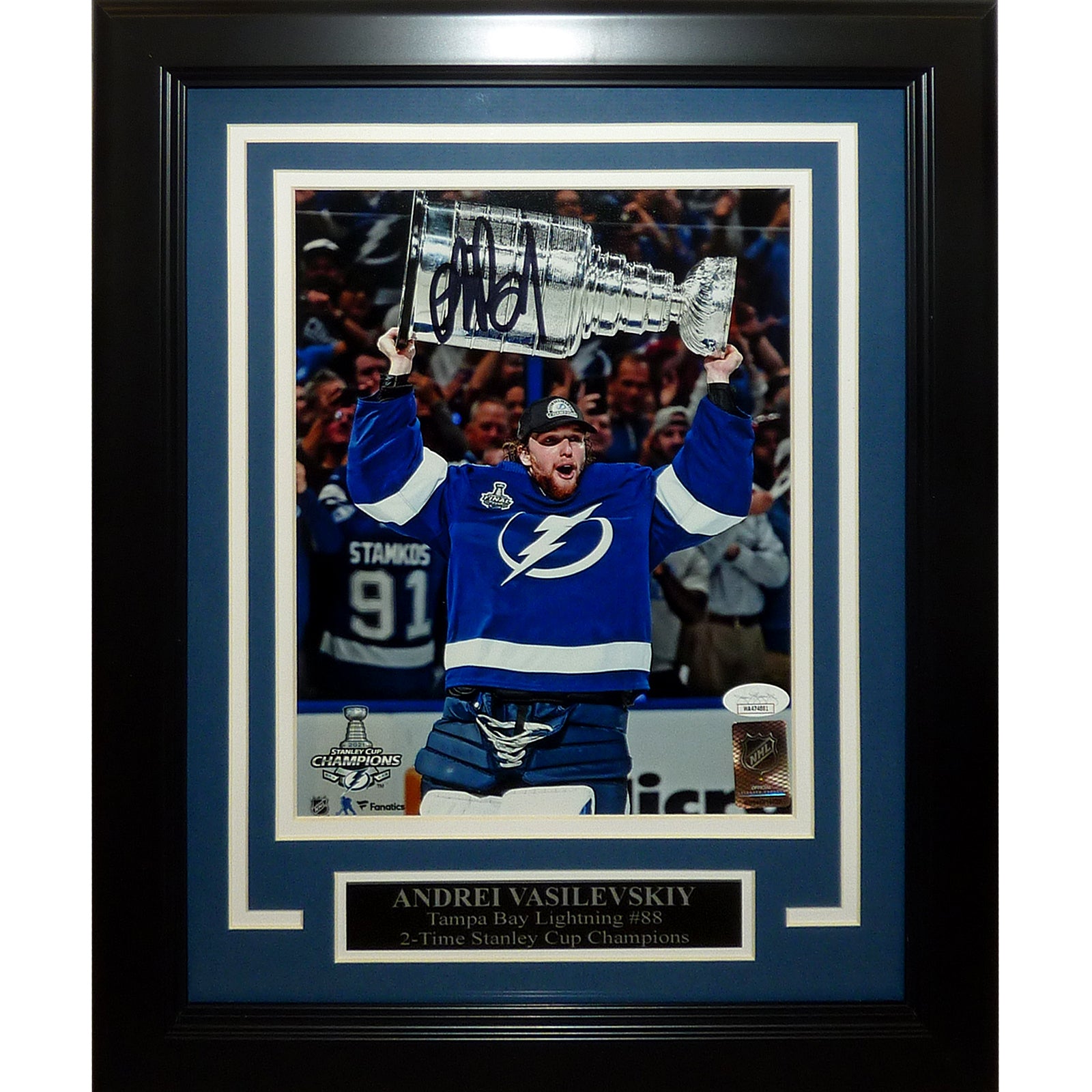 Andrei Vasilevskiy Autographed Tampa Bay Lightning (Stanley Cup Trophy) Framed 8x10 Photo - JSA