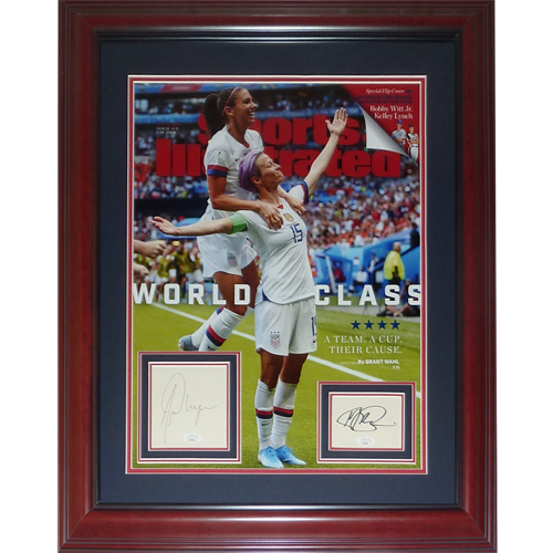 Alex Morgan And Megan Rapinoe Autographed US Womens Soccer World Cup Deluxe Framed Sports Illustrated 16x20 Cover with Autographs - JSA