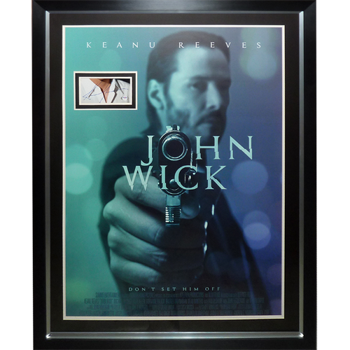 John Wick Full-Size Movie Poster Deluxe Framed with Keanu Reeves Autograph - JSA