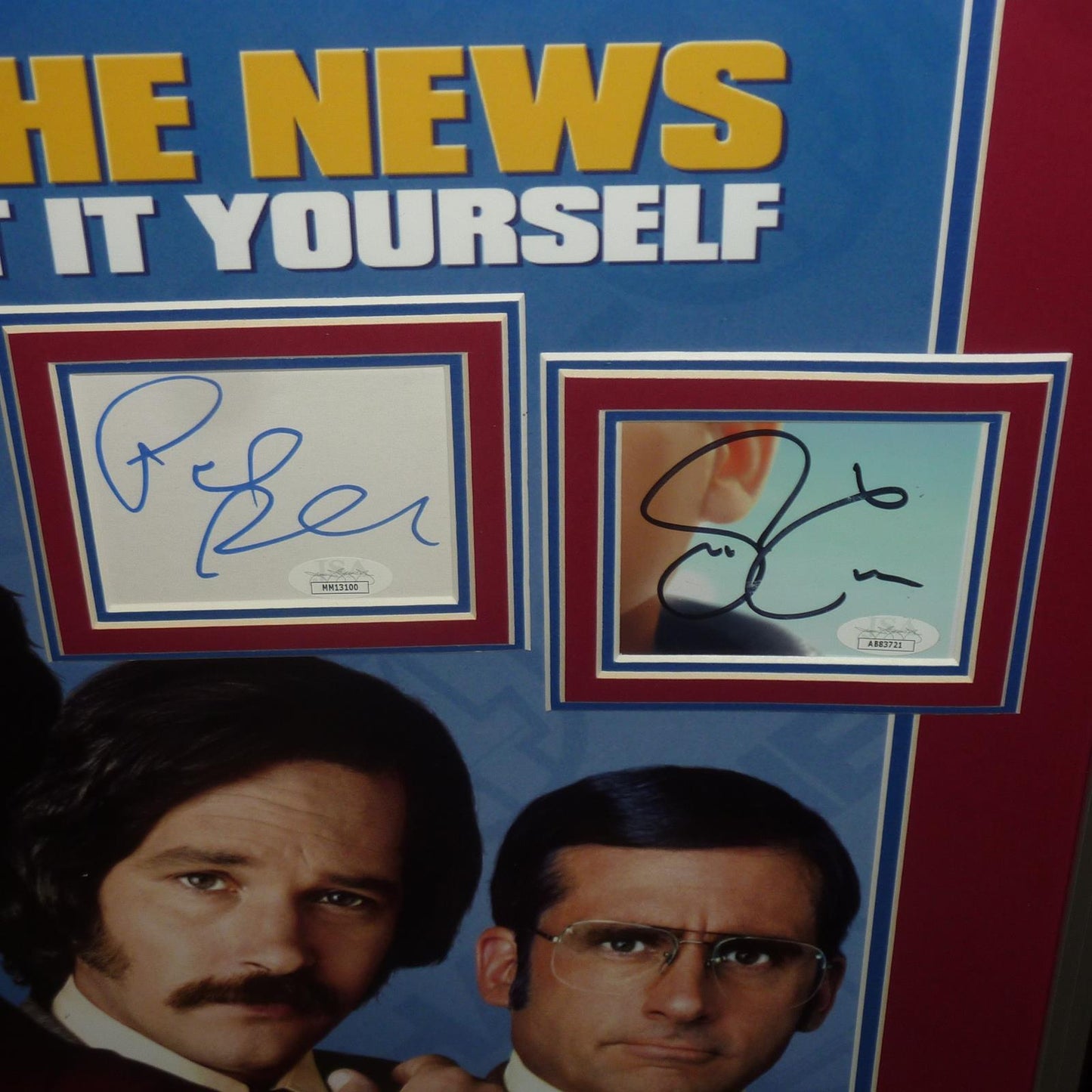 Anchorman Full-Size Movie Poster Deluxe Framed with Will Ferrell, Carell, Rudd, Applegate and Koechner Autographs - JSA