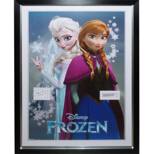 Frozen Full-Size Movie Poster Deluxe Framed with Idina Menzel And Kristen Bell Autographs - JSA