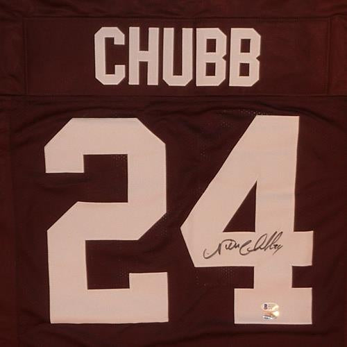 Nick Chubb Autographed Cleveland (Brown #24) Custom Jersey - Beckett