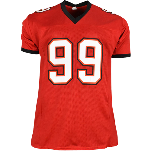 Warren Sapp Autographed Tampa Bay (Red #99) Custom Jersey w/ "HOF 13" - Beckett