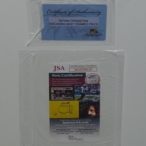 Breaking Bad 11x17 TV Poster Deluxe Framed with Bryan Cranston Autograph - JSA