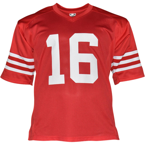 Joe Montana Autographed San Francisco (Red #16) Custom STAT Jersey - JSA