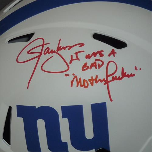 Lawrence Taylor Autographed New York Giants (LUNAR Eclipse) Deluxe Full-Size Replica Helmet w/ BAD MF inscr - BAS
