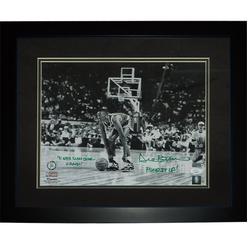 Dee Brown Autographed Boston Celtics (Pumping up Reebok Shoes) Deluxe Framed 11x14 Photo w/ Pump it up - JSA