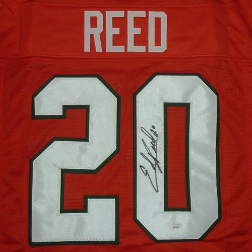 Ed Reed Autographed Miami (Orange #20) Custom Jersey - JSA