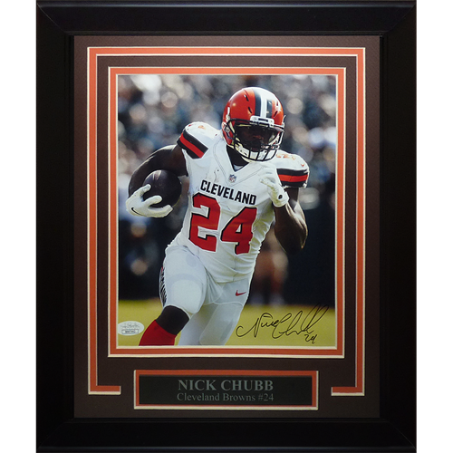 Nick Chubb Autographed Cleveland Browns Framed 8x10 Photo - JSA