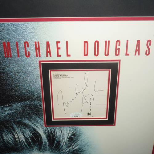 Basic Instinct Full-Size Movie Poster Deluxe Framed with Michael Douglas and Sharon Stone Autographs - JSA