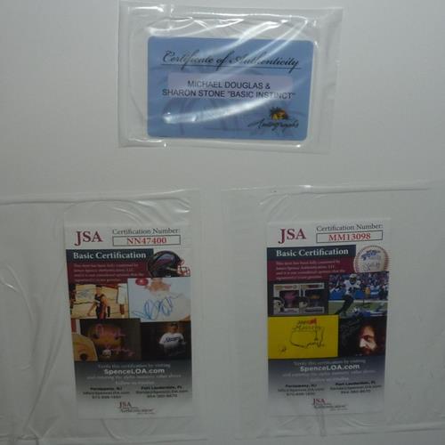 Basic Instinct Full-Size Movie Poster Deluxe Framed with Michael Douglas and Sharon Stone Autographs - JSA